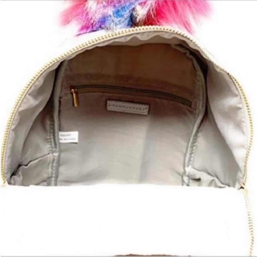 UNDERONSKY Iridescent Fuzzy Unicorn Backpack Bag NEW